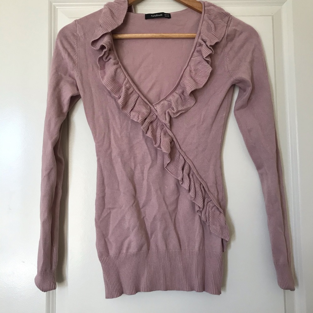 Flirty pink deep v sweater